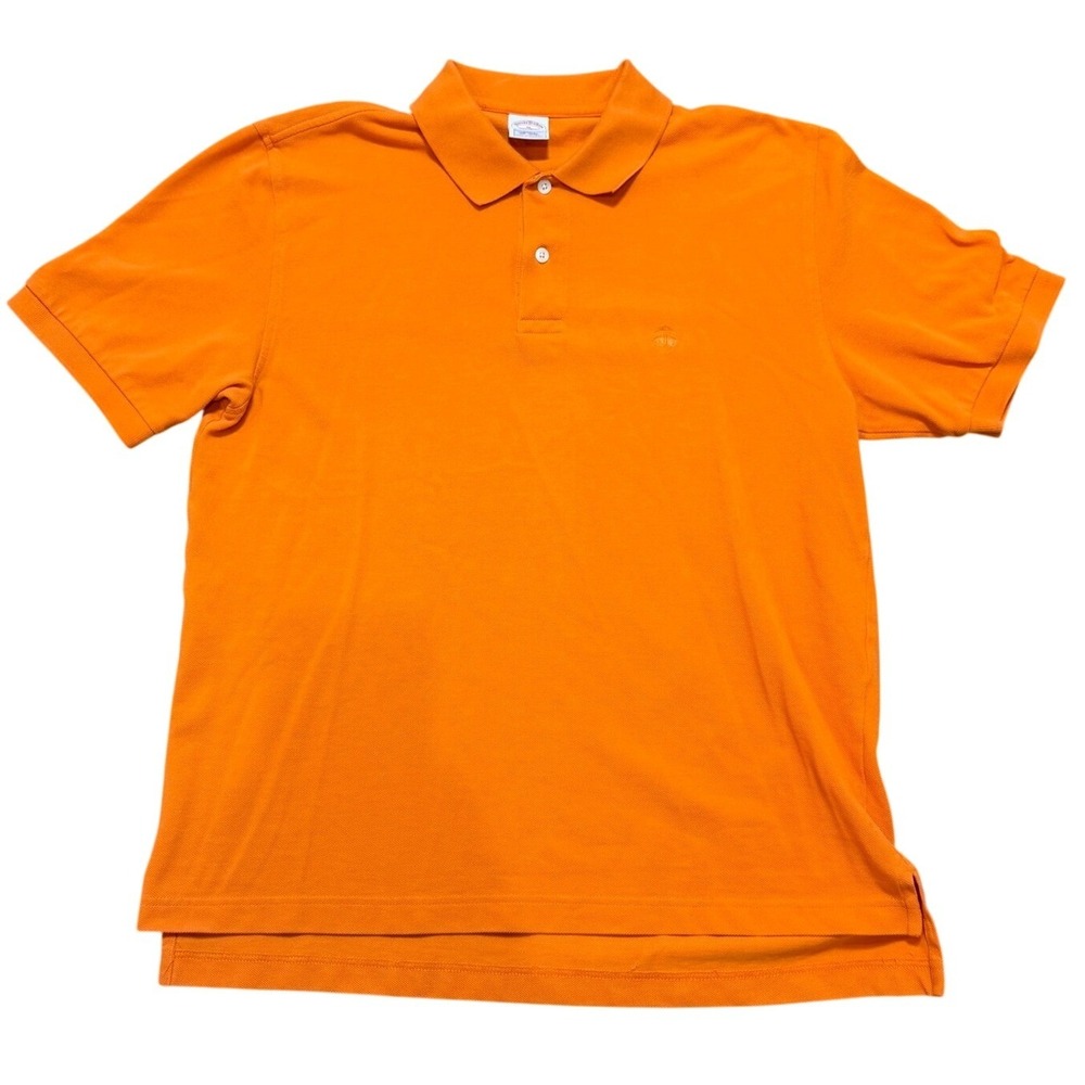 Brooks Brothers Mens Orange Performance Cotton Pique Short Sleeve Polo‎ Shirt M